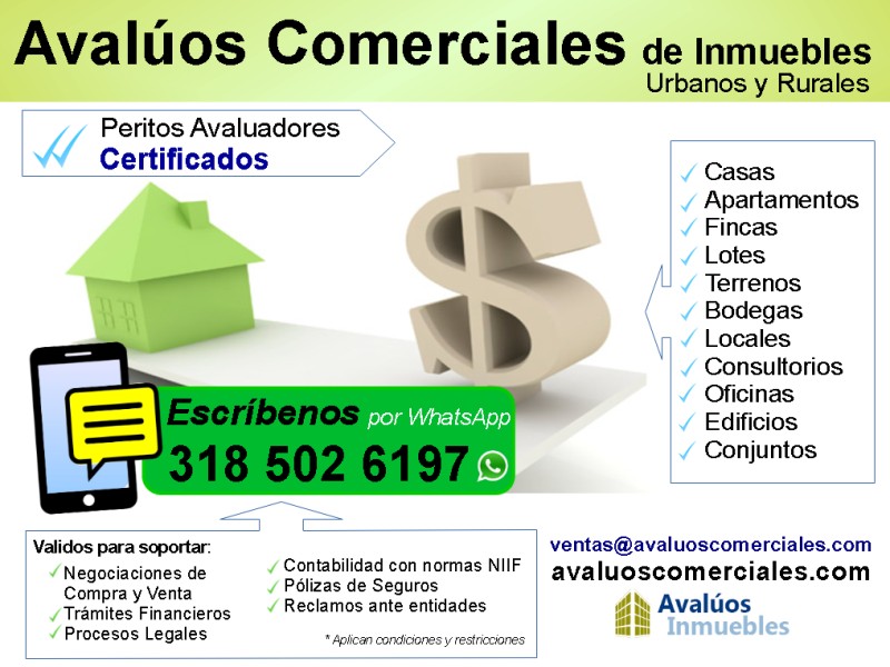 Avalúos Bogotá Cundinamarca Urbanos y Rurales Peritos Avaluadores Certificados. Bodegas, Edificios, Casas, Apartamentos, Oficinas, Locales, Fincas, Terrenos